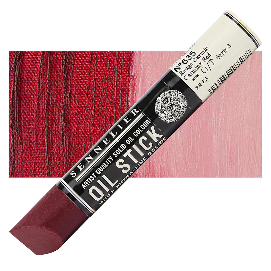 Open in modal - Sennelier Artists' Oil Stick - Carmine Red 38 ml stick and swatch