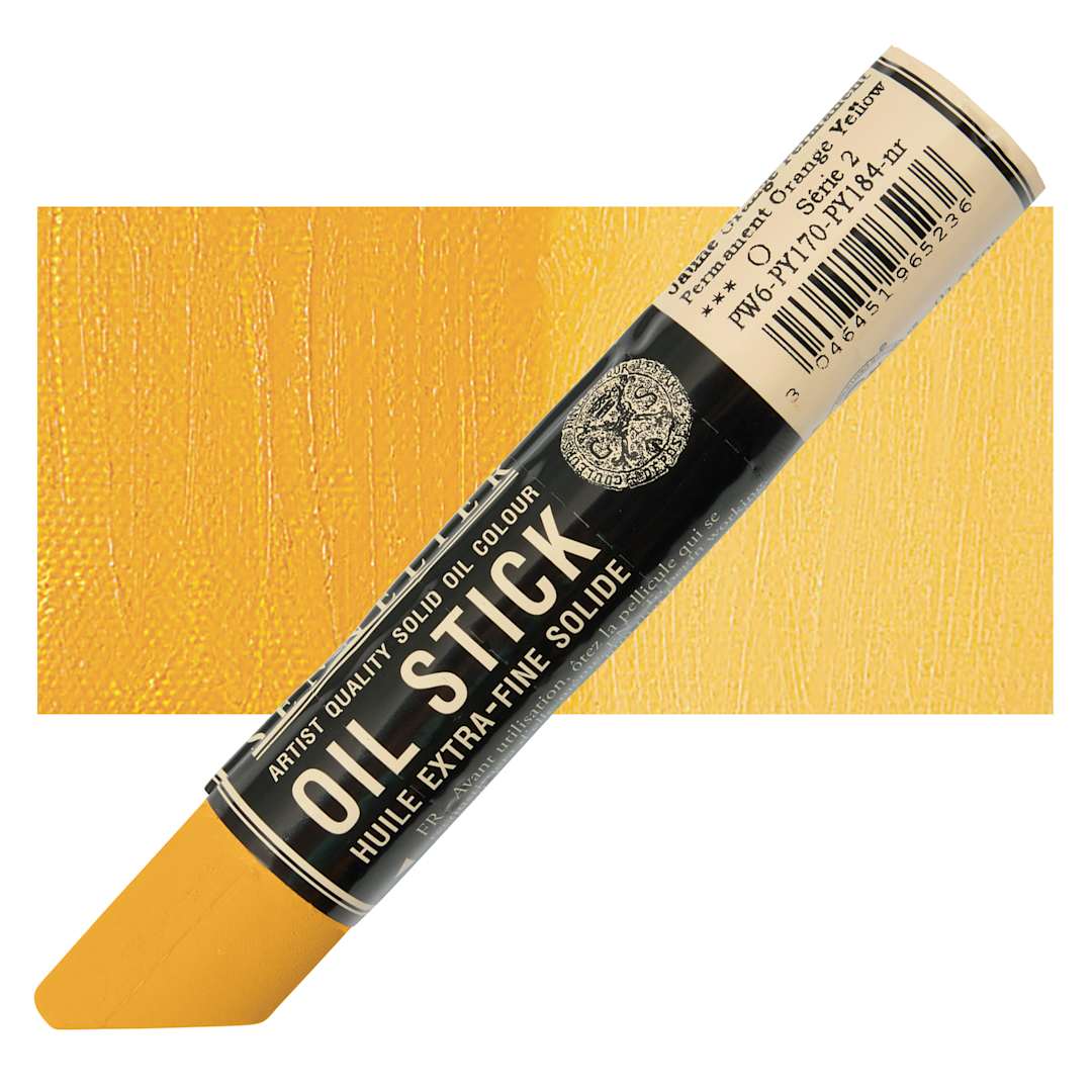 Open in modal - Sennelier Artists' Oil Stick - Permanent Yellow Orange stick and swatch