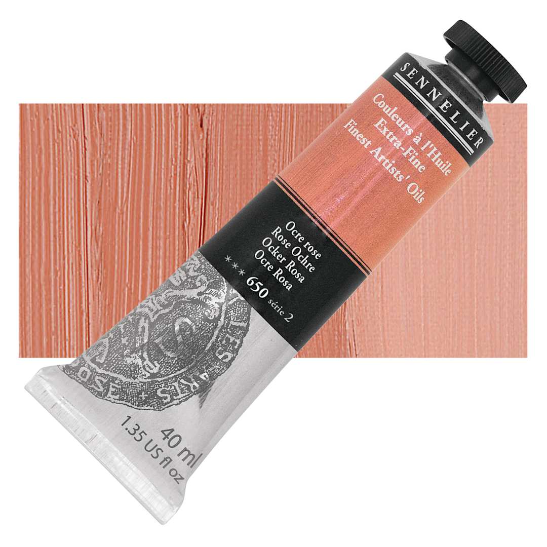 Open in modal - Sennelier Artists' Extra Fine Oil Paint - Rose Ochre, 40 ml tube and swatch