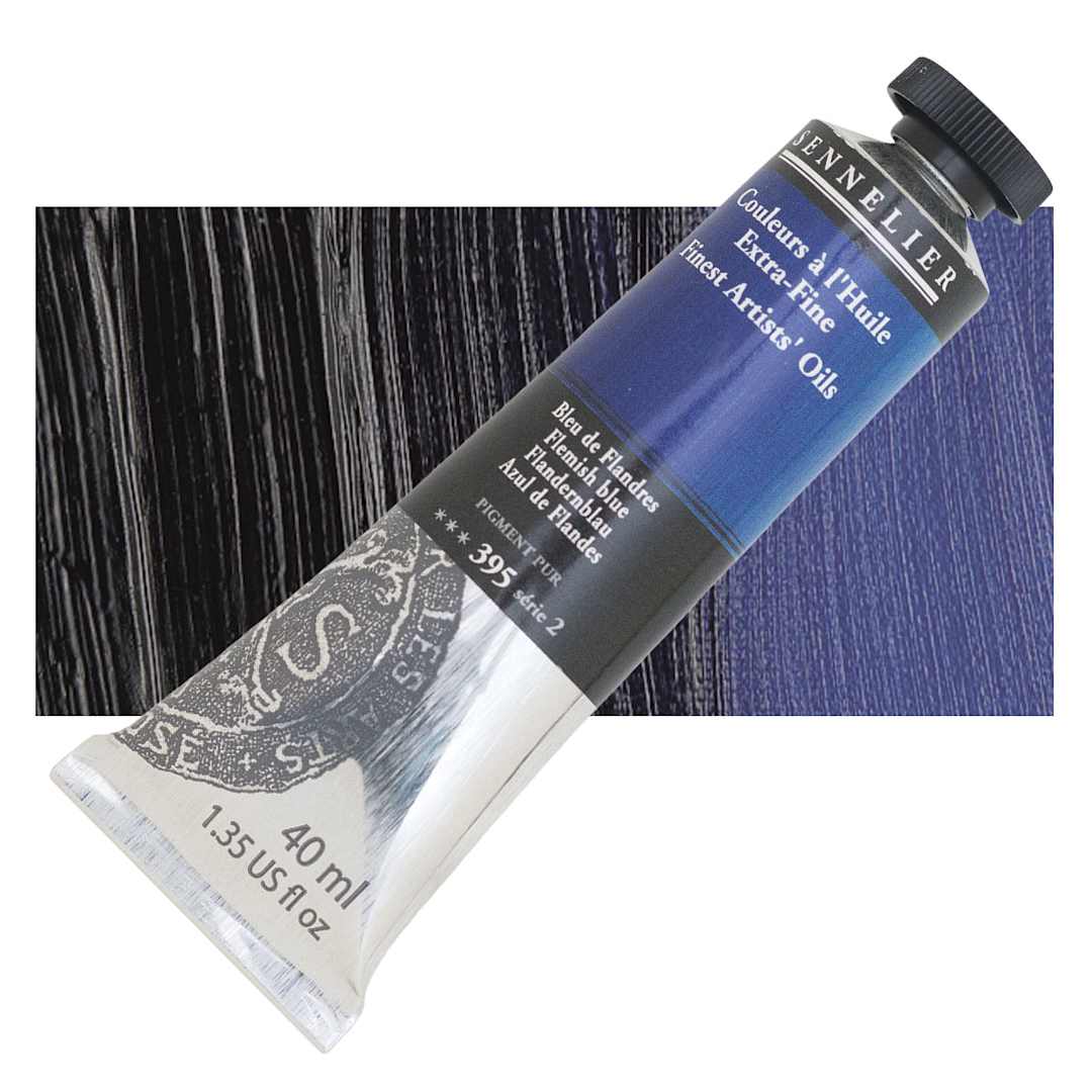 Open in modal - Sennelier Artists' Extra Fine Oil Paint - Flemish Blue, 40 ml tube and swatch