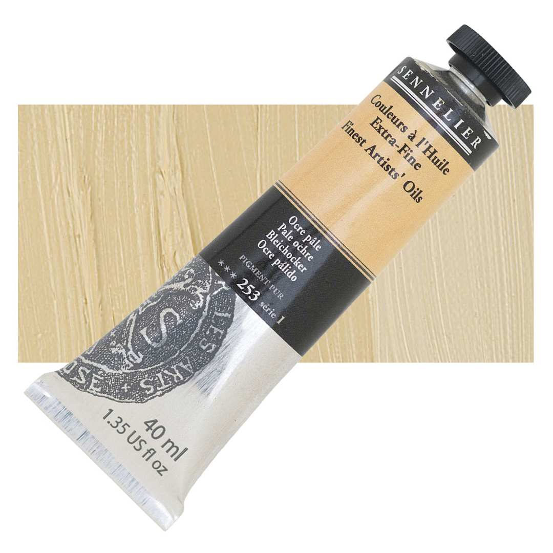 Open in modal - Sennelier Artists' Extra Fine Oil Paint - Pale Ochre, 40 ml tube and swatch