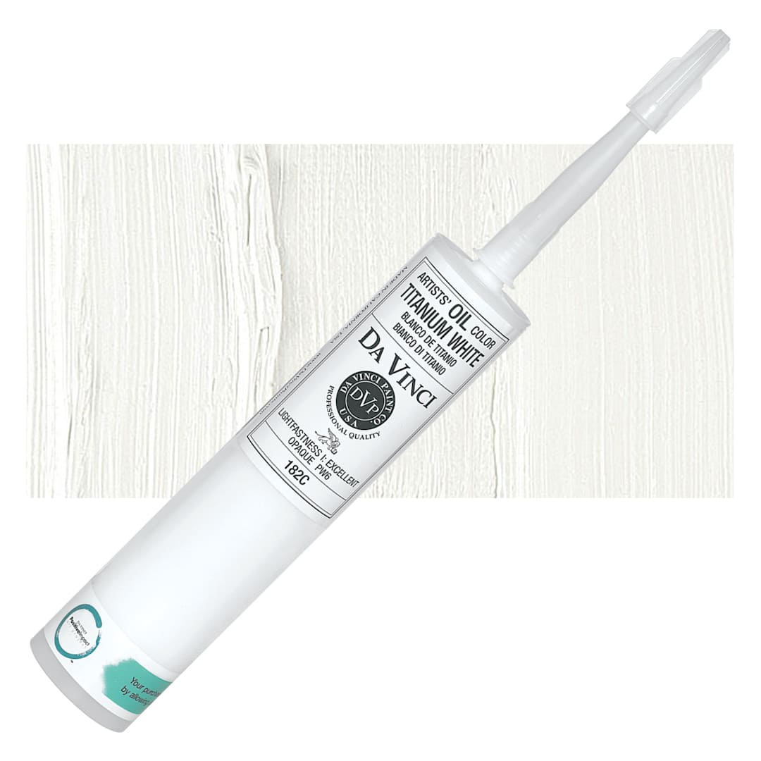 Open in modal - Da Vinci Artists' Oil Color - Titanium White, 300 ml cartridge and swatch