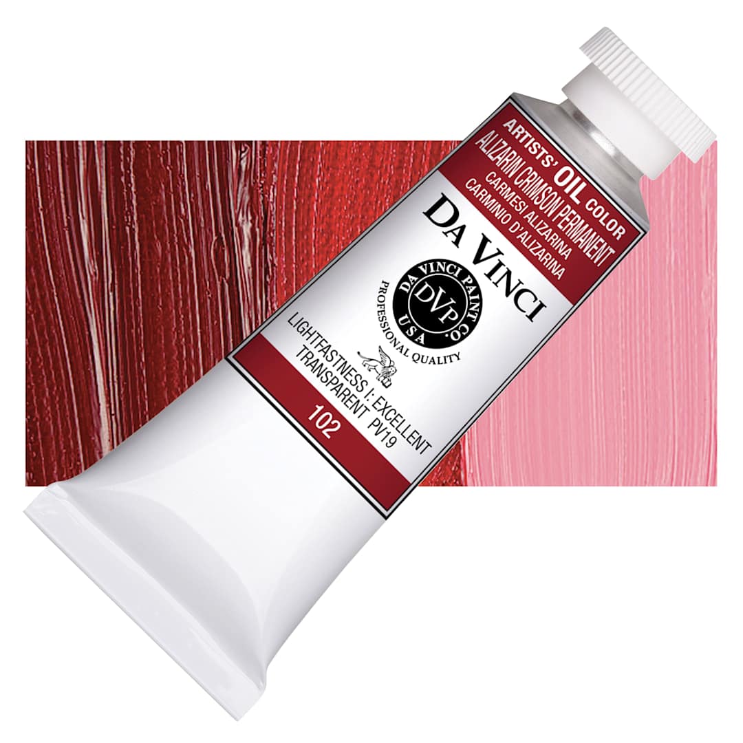 Open in modal - Da Vinci Artists' Oil Color - Quinacridone Alizarin Crimson, 37 ml Tube and swatch