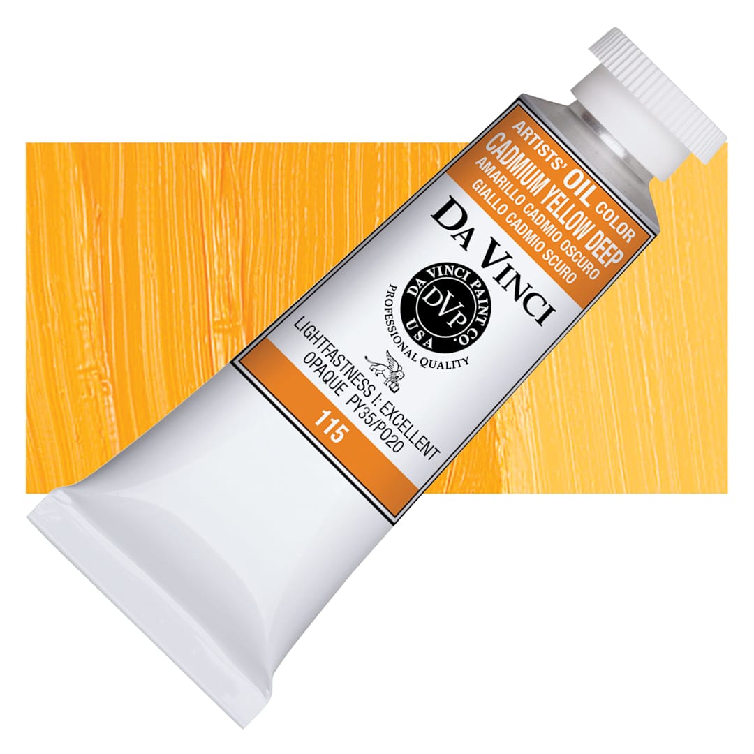 Open in modal - Da Vinci Artists' Oil Color - Cadmium Yellow Deep, 37 ml Tube and swatch