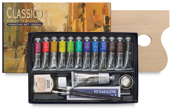 Open in modal - Maimeri Classico Oil Paint Sets - Painting set of 12 20 ml colors with accessories in package  