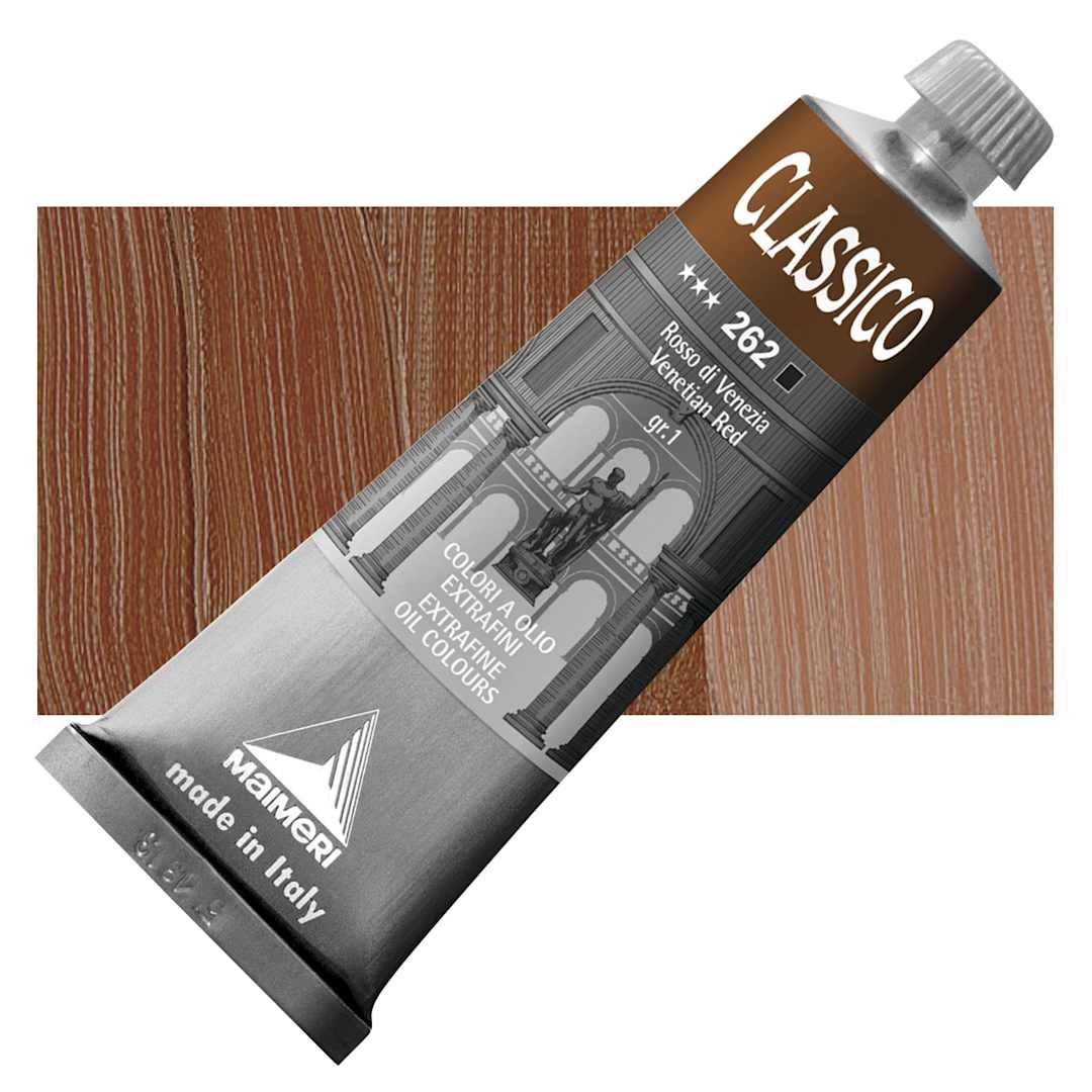 Open in modal - Maimeri Classico Oil Color - Venetian Red, 60 ml tube and swatch