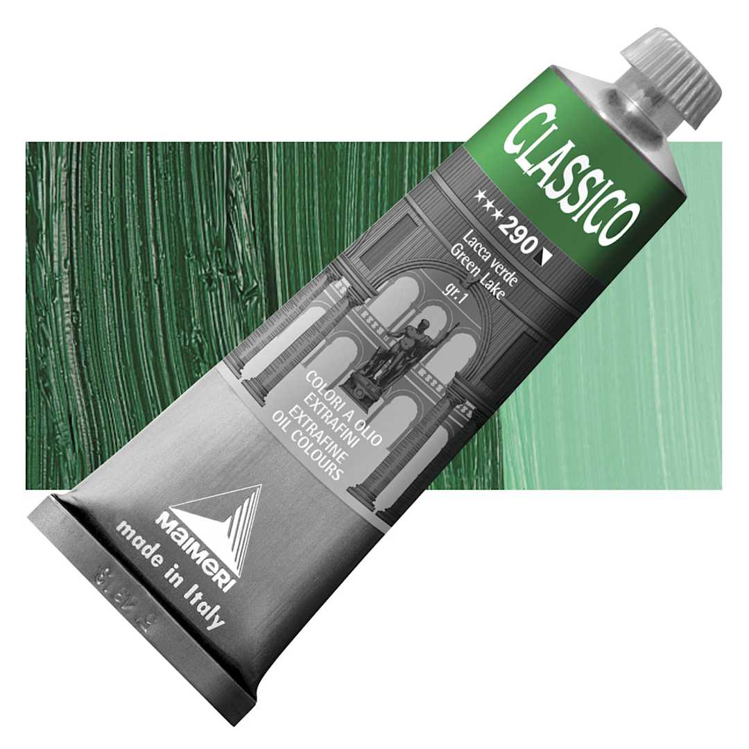 Open in modal - Maimeri Classico Oil Color - Green Lake, 60 ml tube and swatch