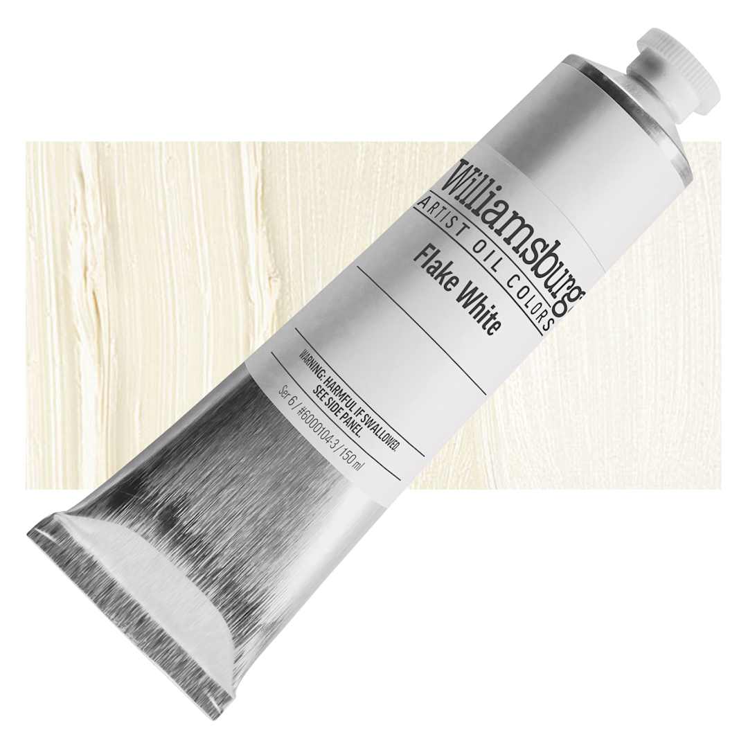 Open in modal - Williamsburg Handmade Oil Paint - Flake White, 150 ml tube and swatch