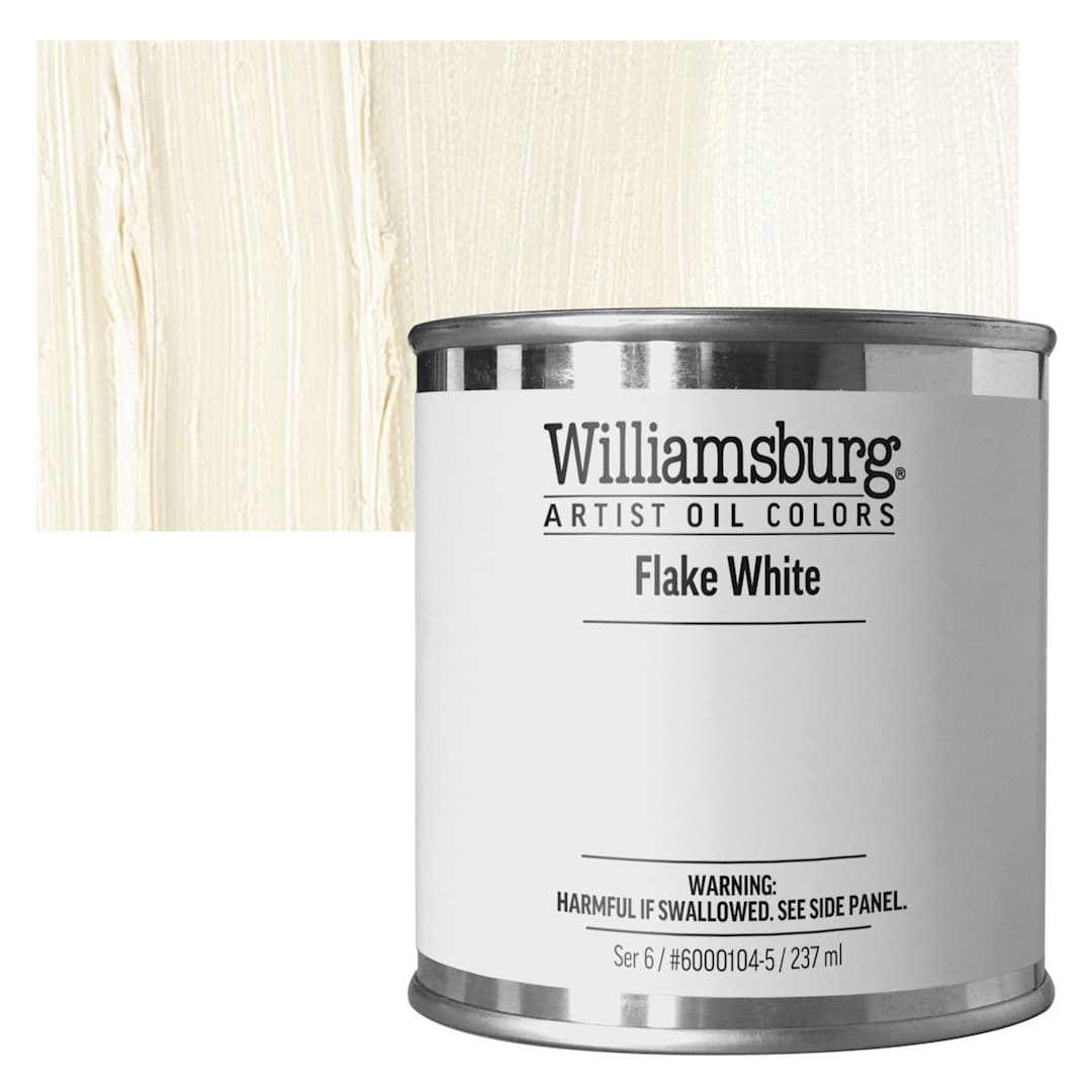 Open in modal - Williamsburg Handmade Oil Paint - Flake White, 8 oz can and swatch