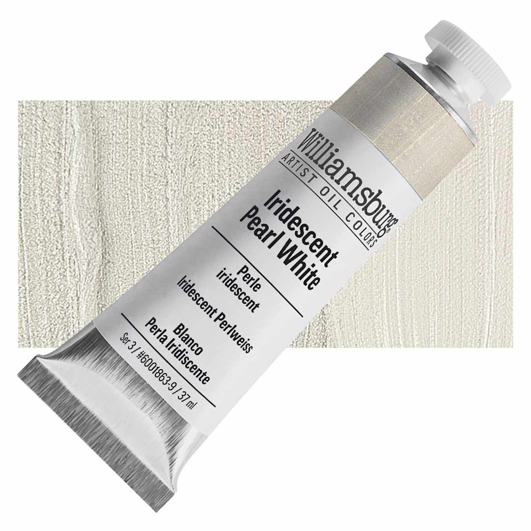 Open in modal - Williamsburg Handmade Oil Paint - Iridescent Pearl White, 37 ml tube and swatch
