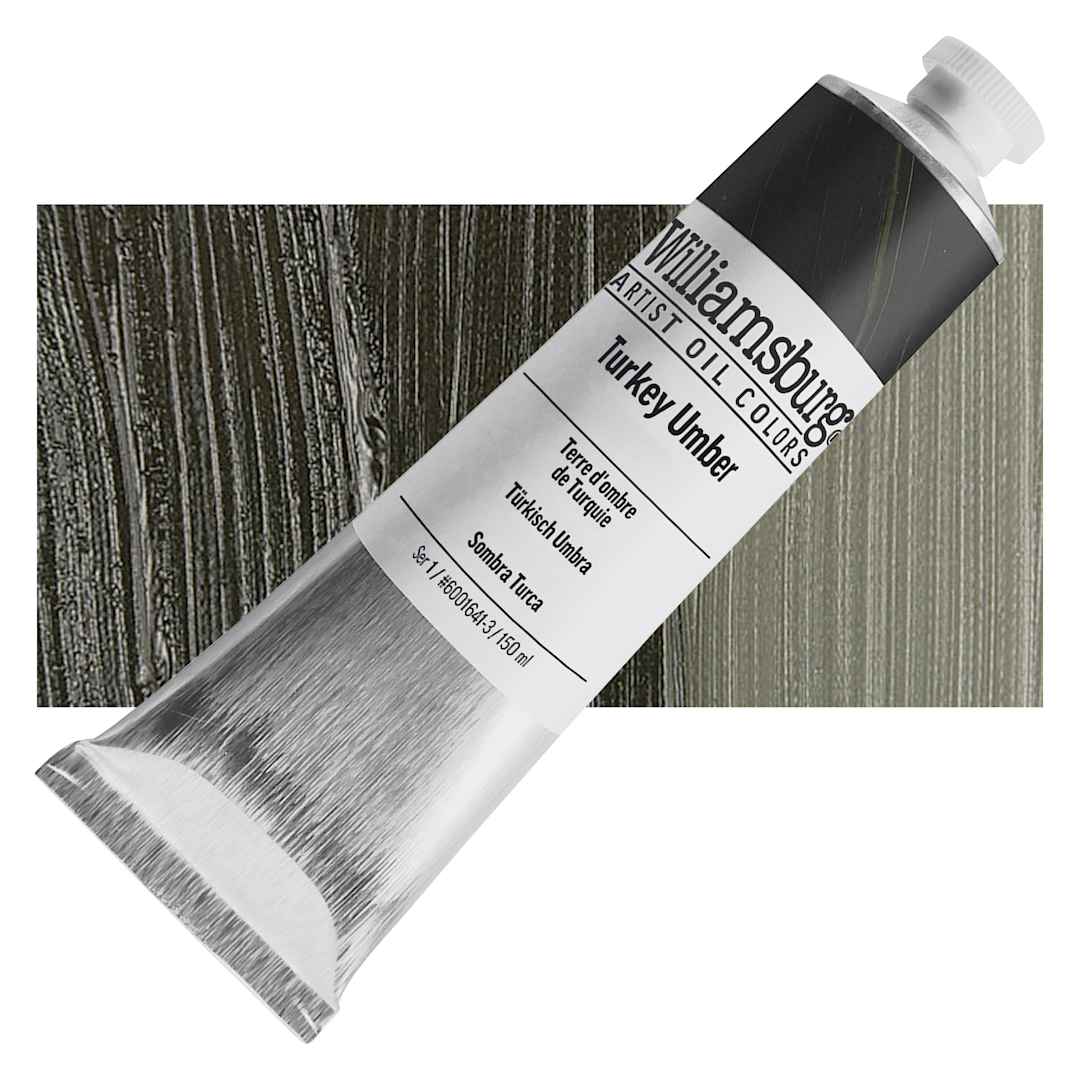 Open in modal - Williamsburg Handmade Oil Paint - Turkey Umber, 150 ml tube and swatch