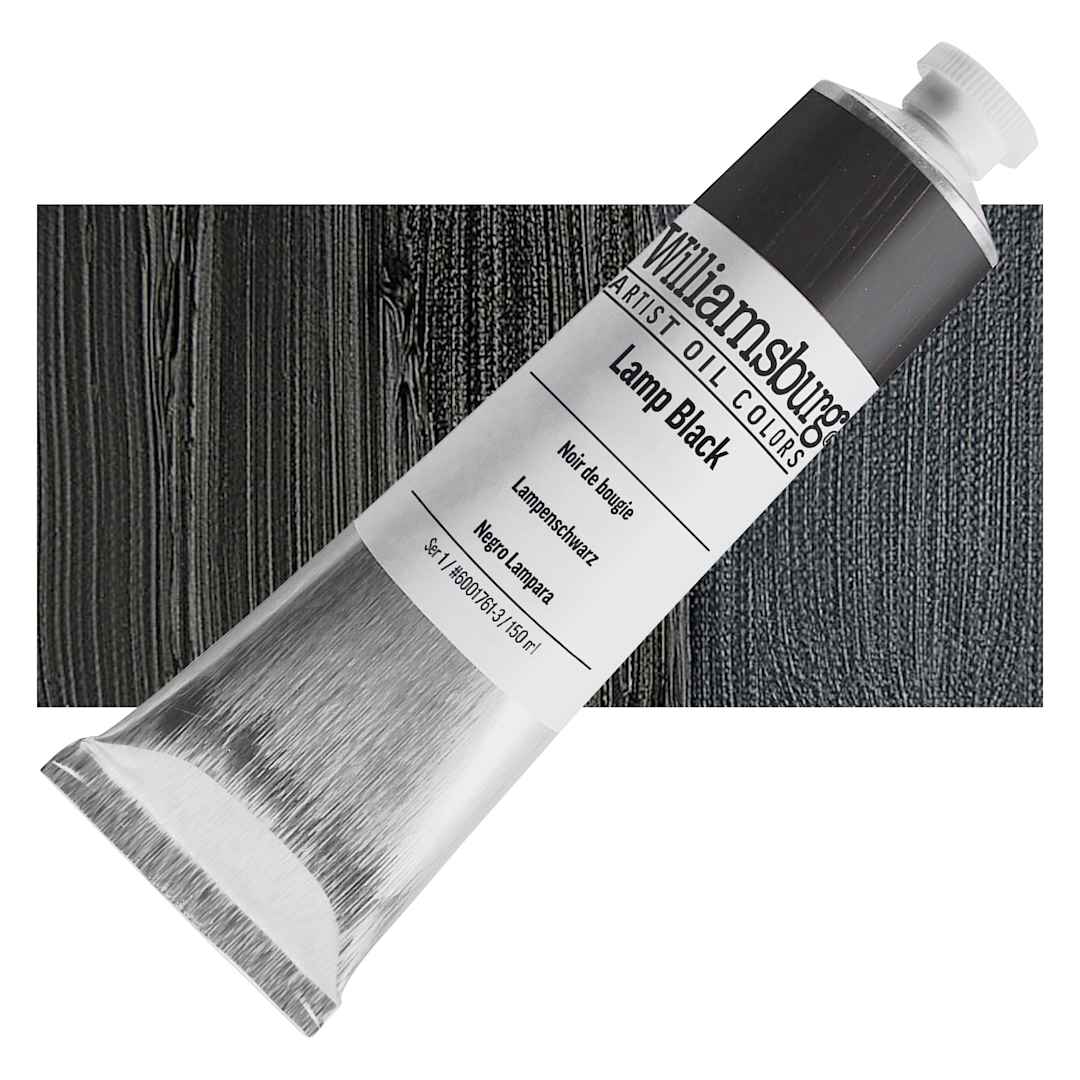 Open in modal - Williamsburg Handmade Oil Paint - Lamp Black, 150 ml tube and swatch