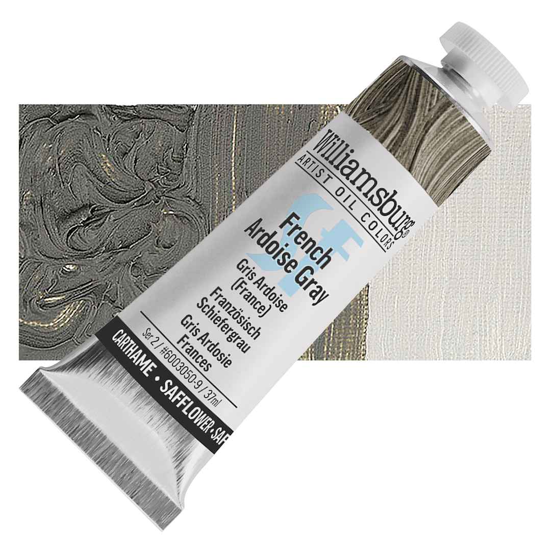 Open in modal - Williamsburg Handmade Safflower Oil Color - French Ardiose Grey, 37 ml tube and swatch