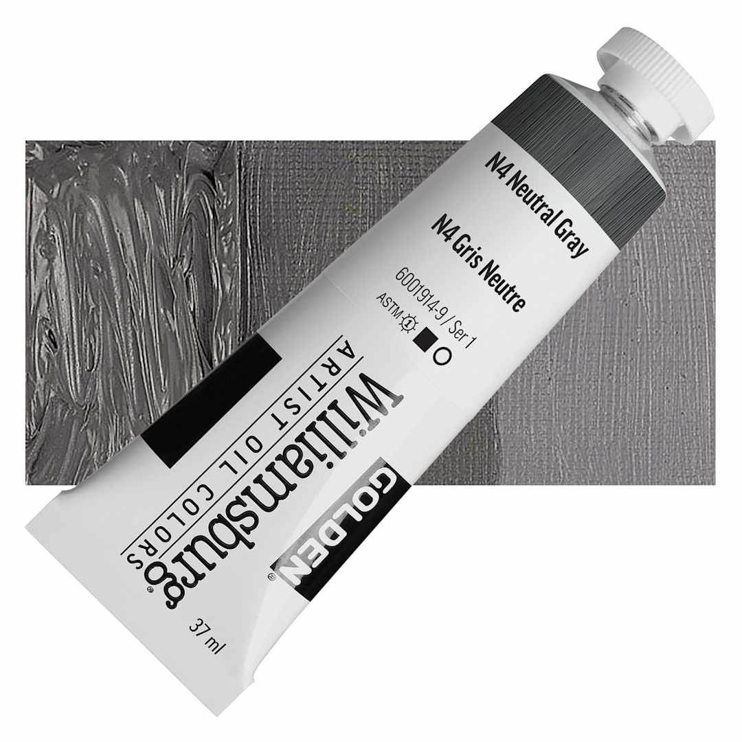 Open in modal - Williamsburg Handmade Oil Paint - N4 Neutral Gray, 37 ml tube and swatch