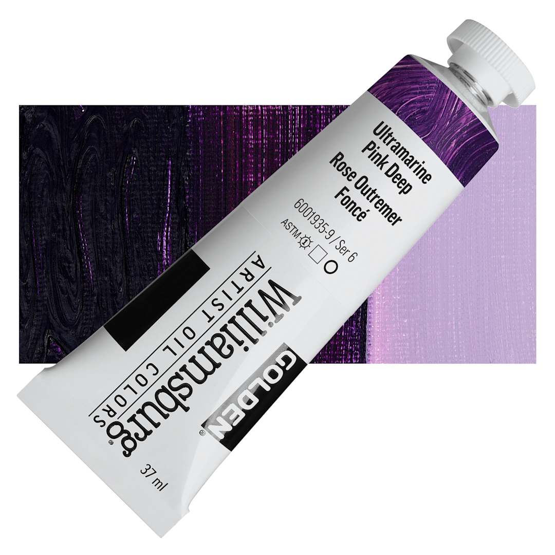 Open in modal - Williamsburg Handmade Oil Paint - Ultramarine Pink Deep, 37 ml tube and swatch