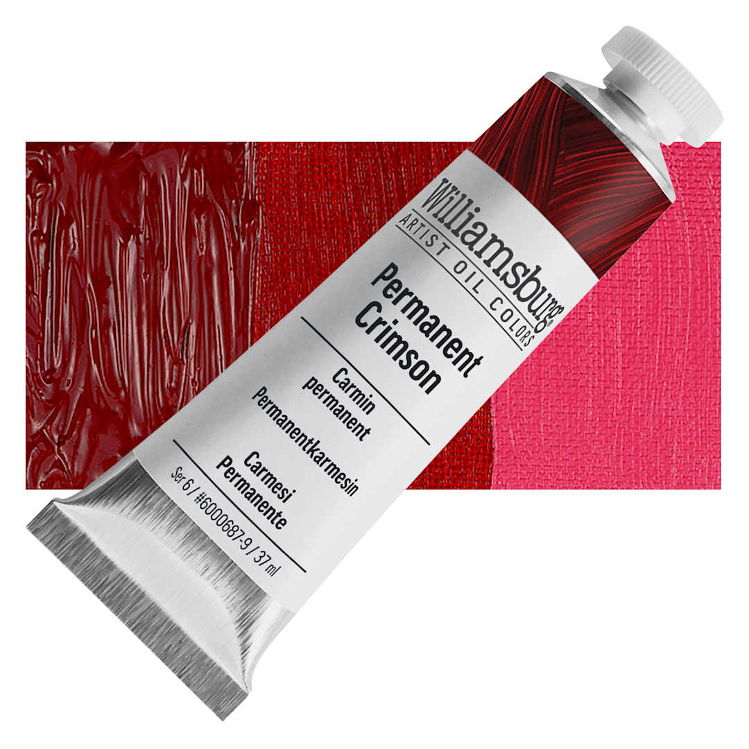 Open in modal - Williamsburg Handmade Oil Paint - Permanent Crimson, 37 ml tube and swatch