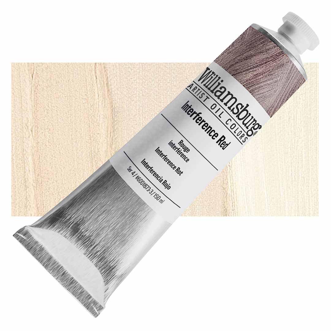 Open in modal - Williamsburg Handmade Oil Paint - Interference Red, 150 ml tube and swatch