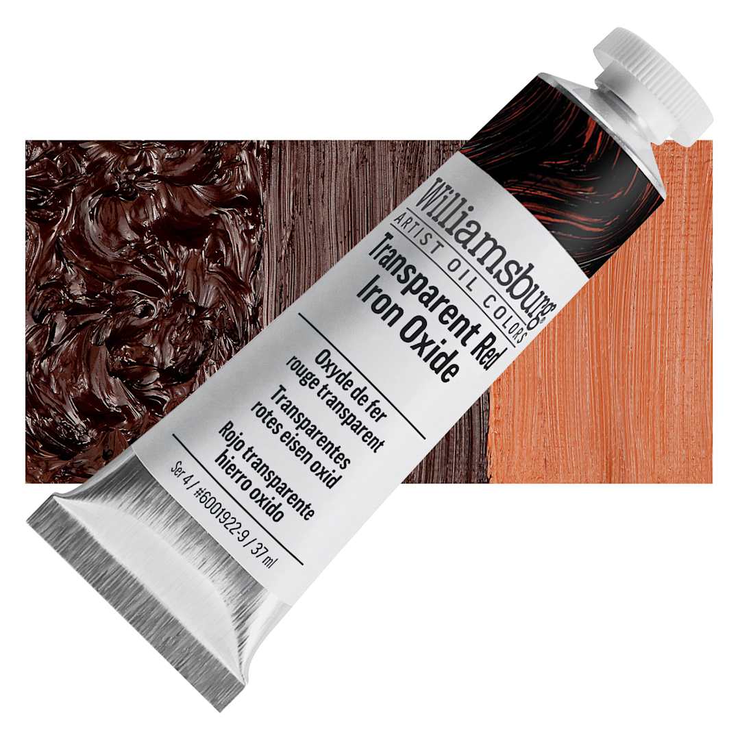 Open in modal - Williamsburg Handmade Oil Paint - Transparent Red Iron Oxide, 37 ml tube and swatch
