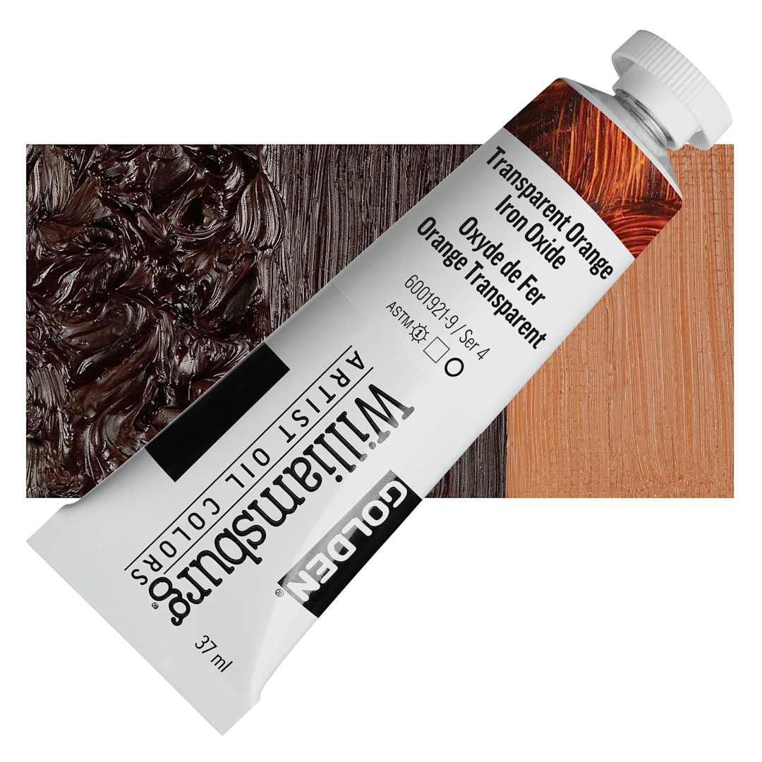 Open in modal - Williamsburg Oil - Transparent Orange Iron Oxide, 37 ml tube and swatch