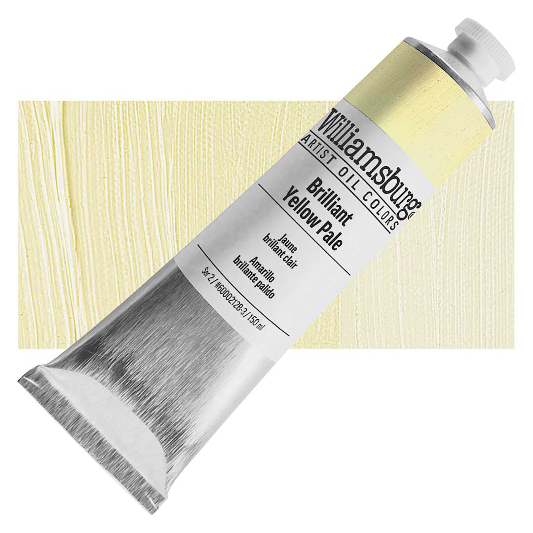 Open in modal - Williamsburg Handmade Oil Paint - Brilliant Yellow Pale, 150 ml tube and swatch