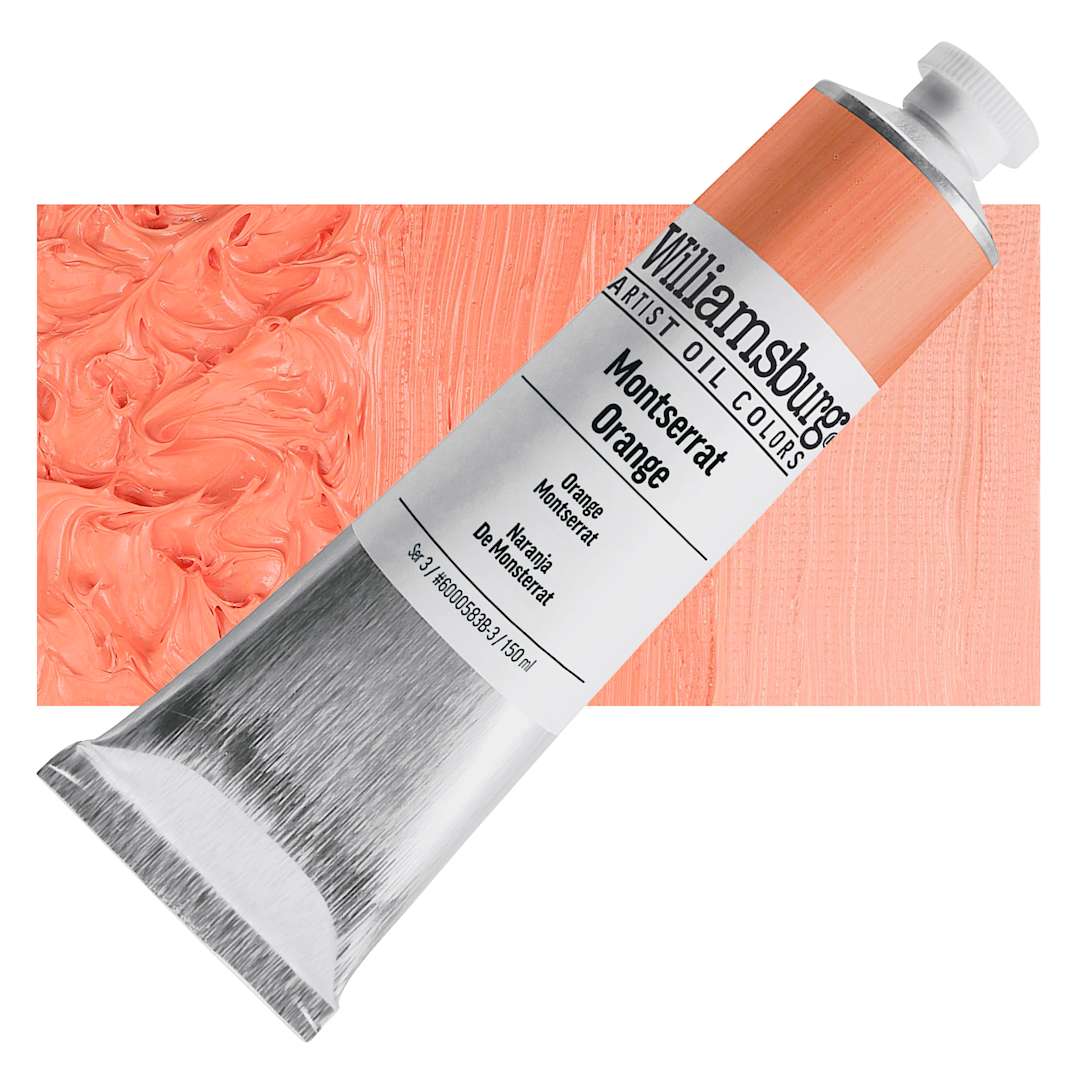 Open in modal - Williamsburg Handmade Oil Paint - Montserrat Orange, 150 ml tube and swatch