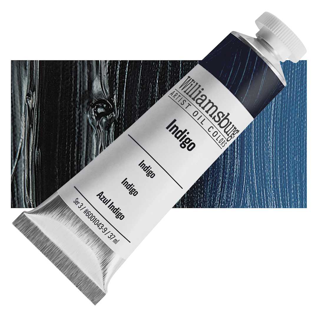Open in modal - Williamsburg Handmade Oil Paint - Indigo, 37 ml tube and swatch