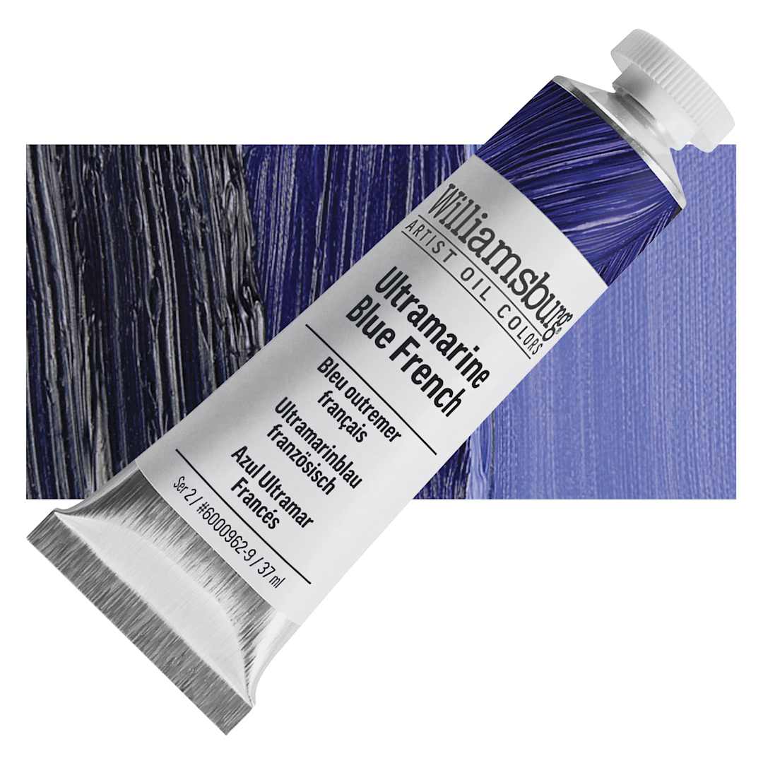 Open in modal - Williamsburg Handmade Oil Paint - Ultramarine Blue French, 37 ml tube and swatch