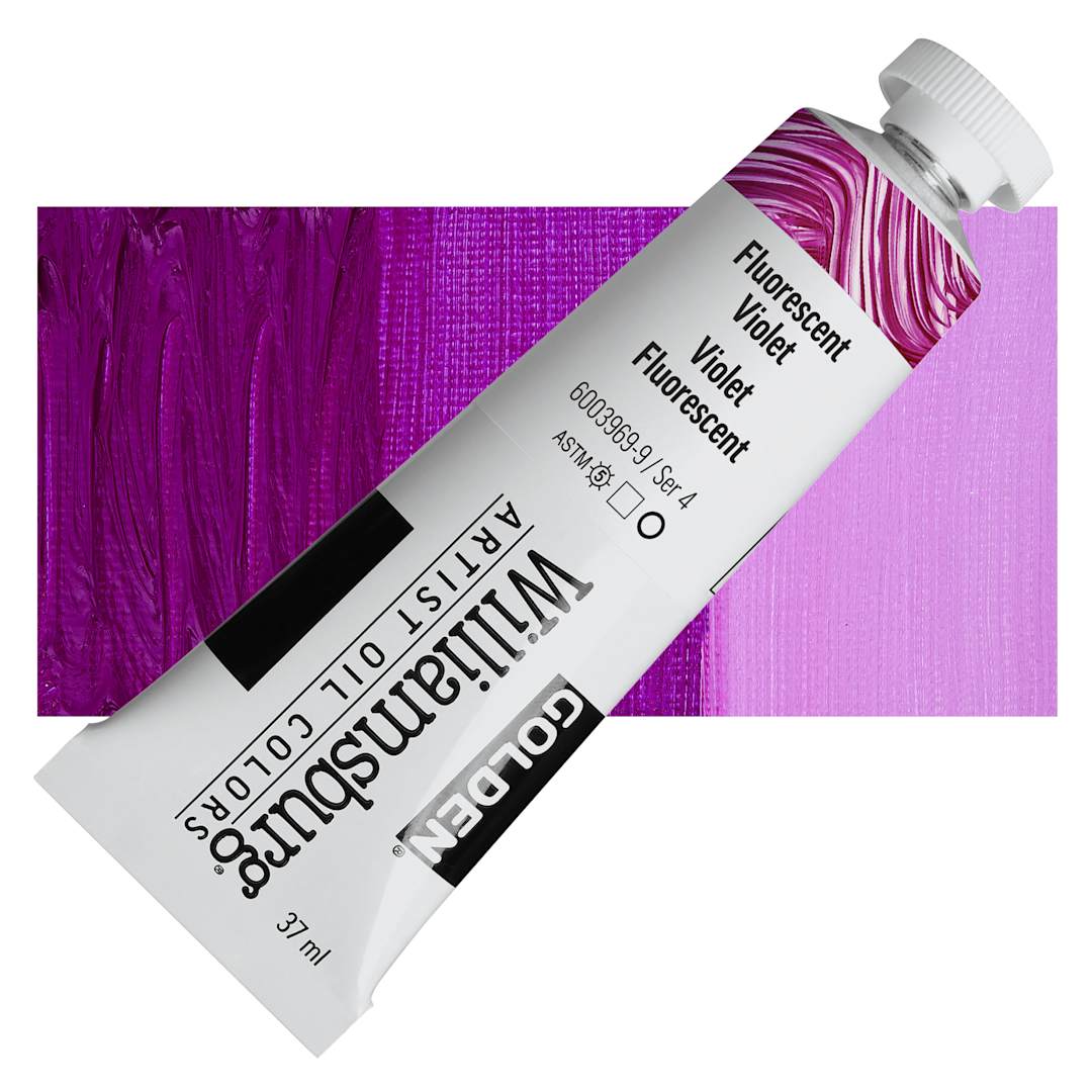 Open in modal - Williamsburg Handmade Oil Paint - Fluorescent Violet, 37 ml tube and swatch