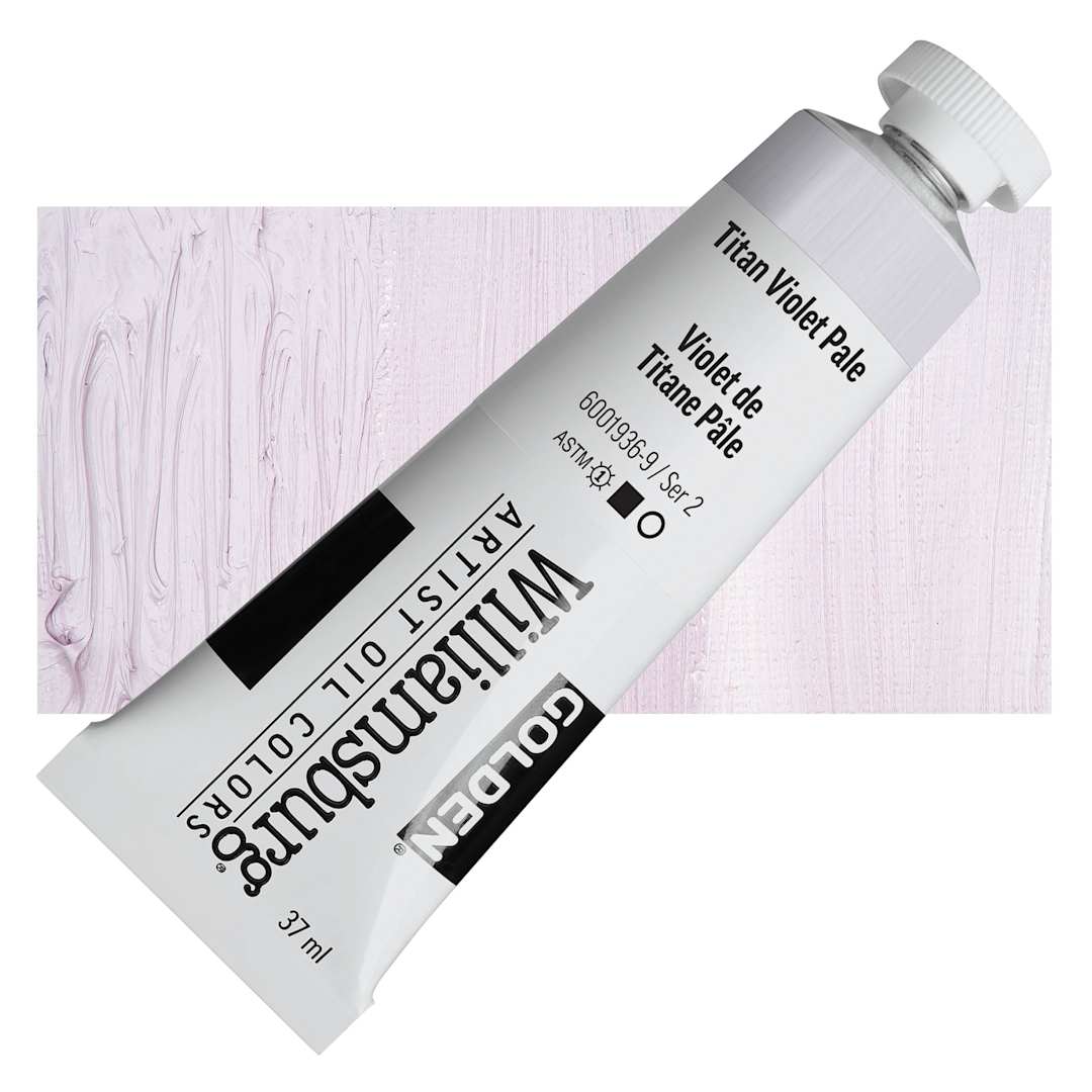 Open in modal - Williamsburg Handmade Oil Paint - Titan Violet Pale, 37 ml tube and swatch
