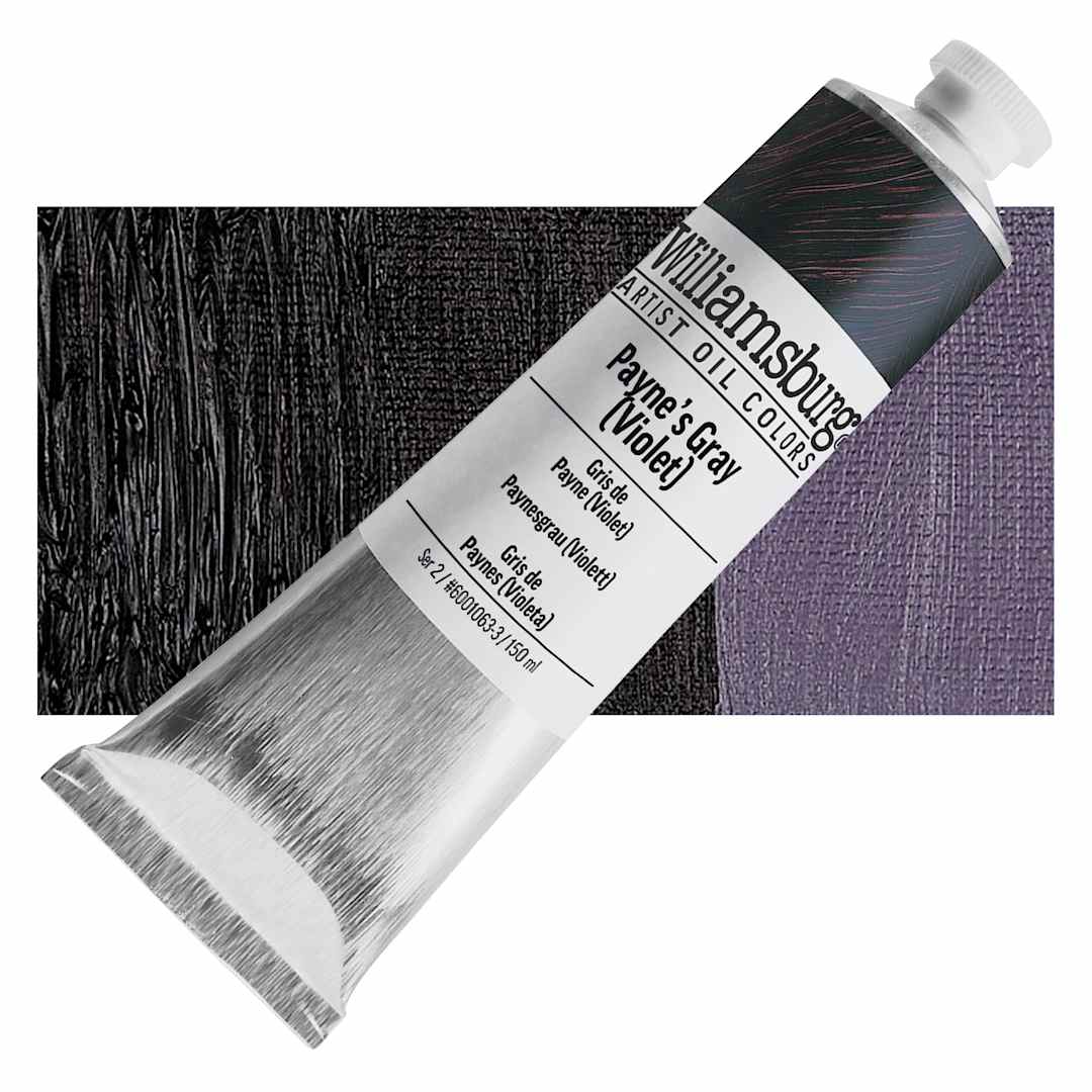 Open in modal - Williamsburg Handmade Oil Paint - Payne's Grey Violet, 150 ml tube and swatch