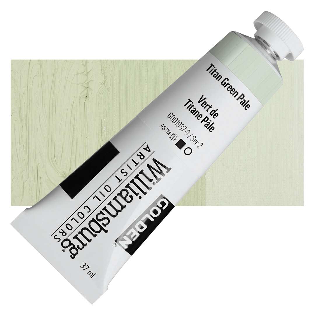 Open in modal - Williamsburg Handmade Oil Paint - Titan Green Pale, 37 ml tube and swatch