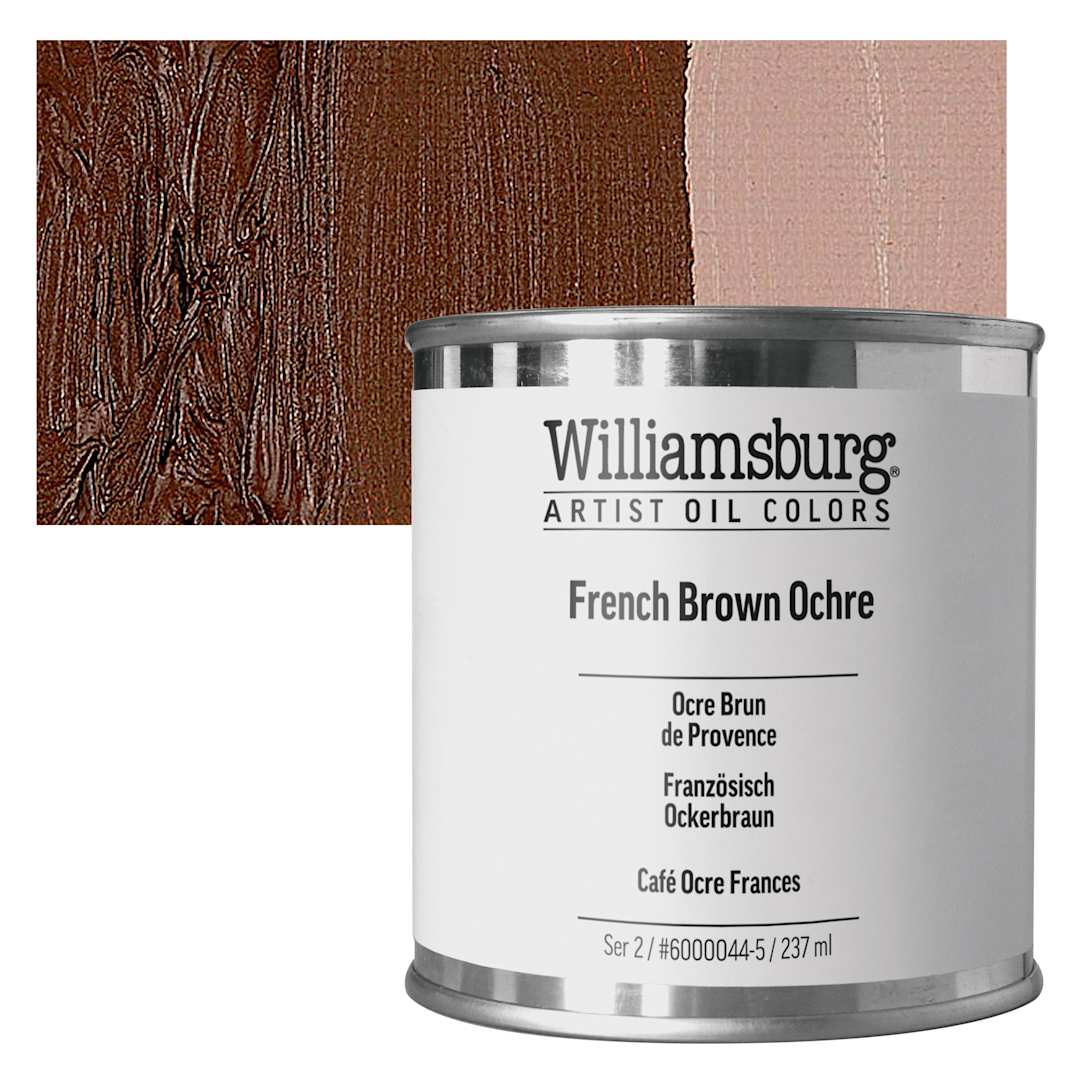 Open in modal - Williamsburg Handmade Oil Paint - French Brown Ochre, 8 oz can and swatch