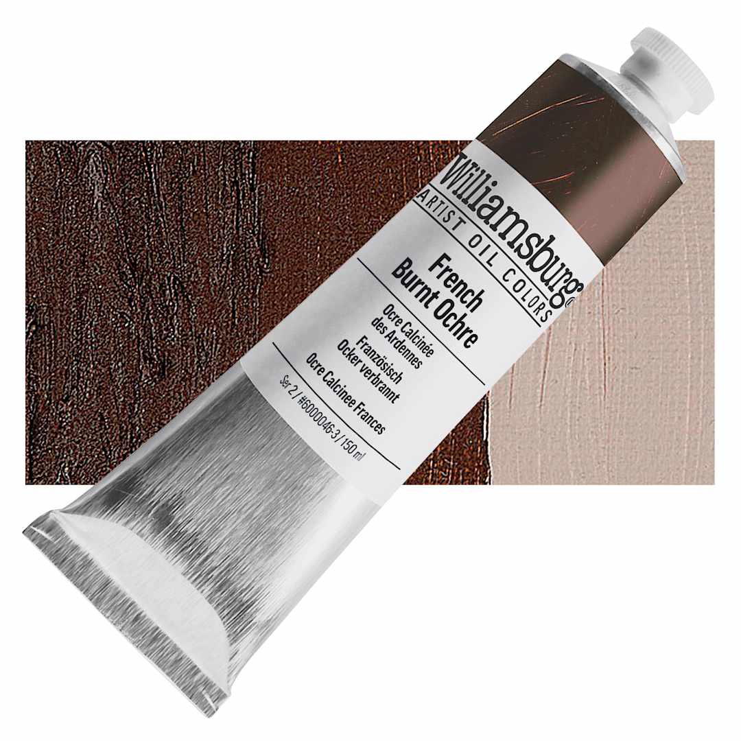 Open in modal - Williamsburg Handmade Oil Paint - French Burnt Ochre, 150 ml tube and swatch
