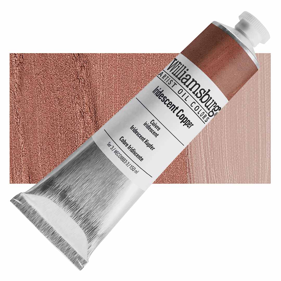 Open in modal - Williamsburg Handmade Oil Paint - Iridescent Copper, 150 ml tube and swatch