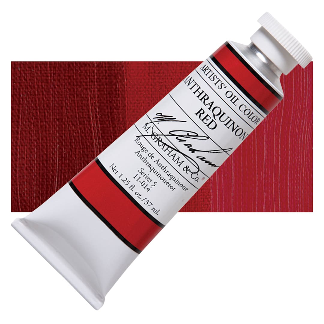 Open in modal - M. Graham Artists' Oil Color - Anthraquinone Red, 37 ml tube and swatch