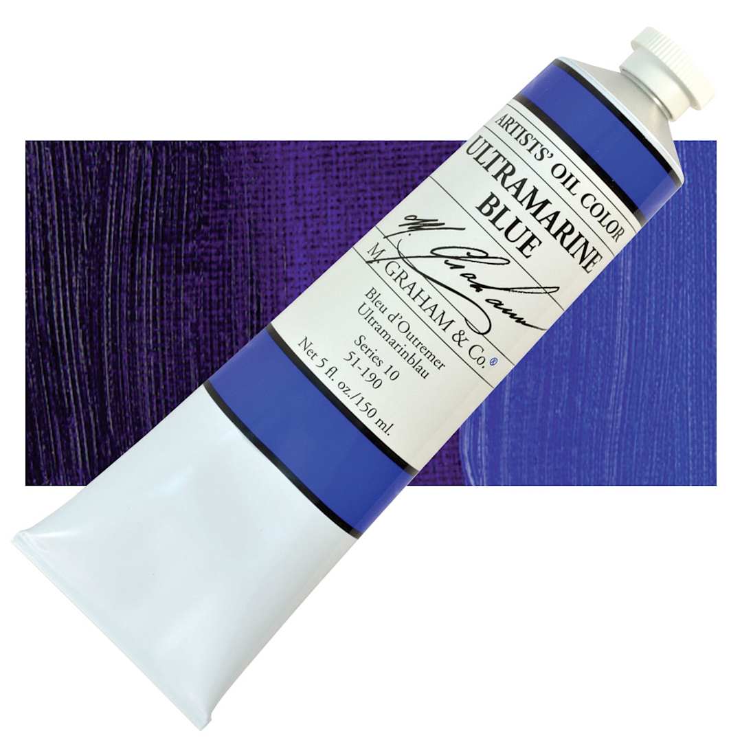 Open in modal - M. Graham Artists' Oil Color - Ultramarine Blue, 150 ml tube and swatch