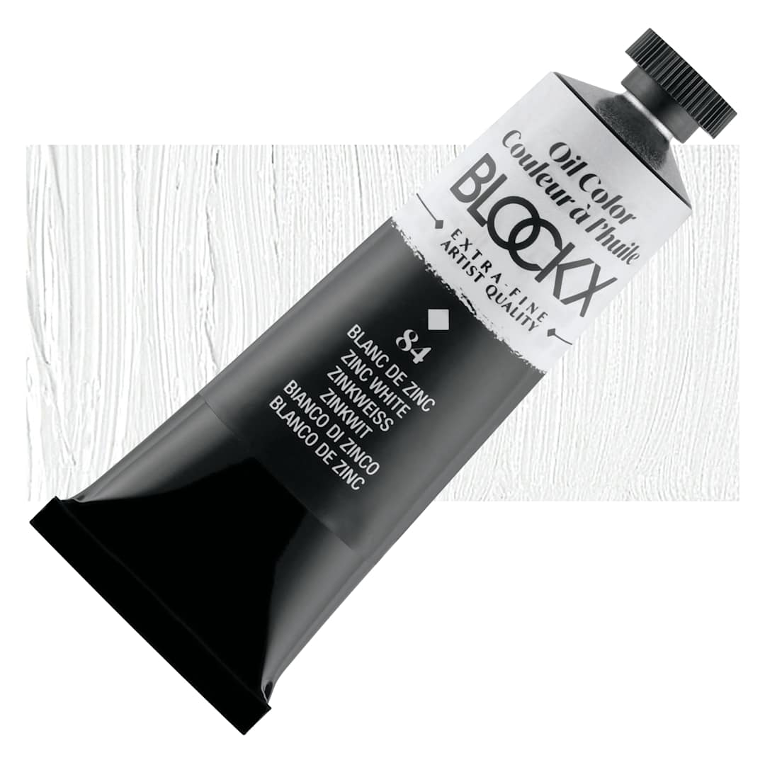 Open in modal - Blockx Artist Oil Color - Zinc White, 35 ml tube and swatch