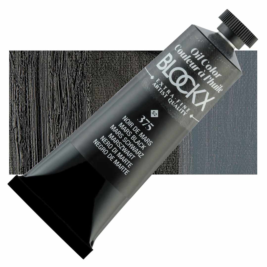 Open in modal - Blockx Artist Oil Color - Mars Black, 35 ml tube and swatch