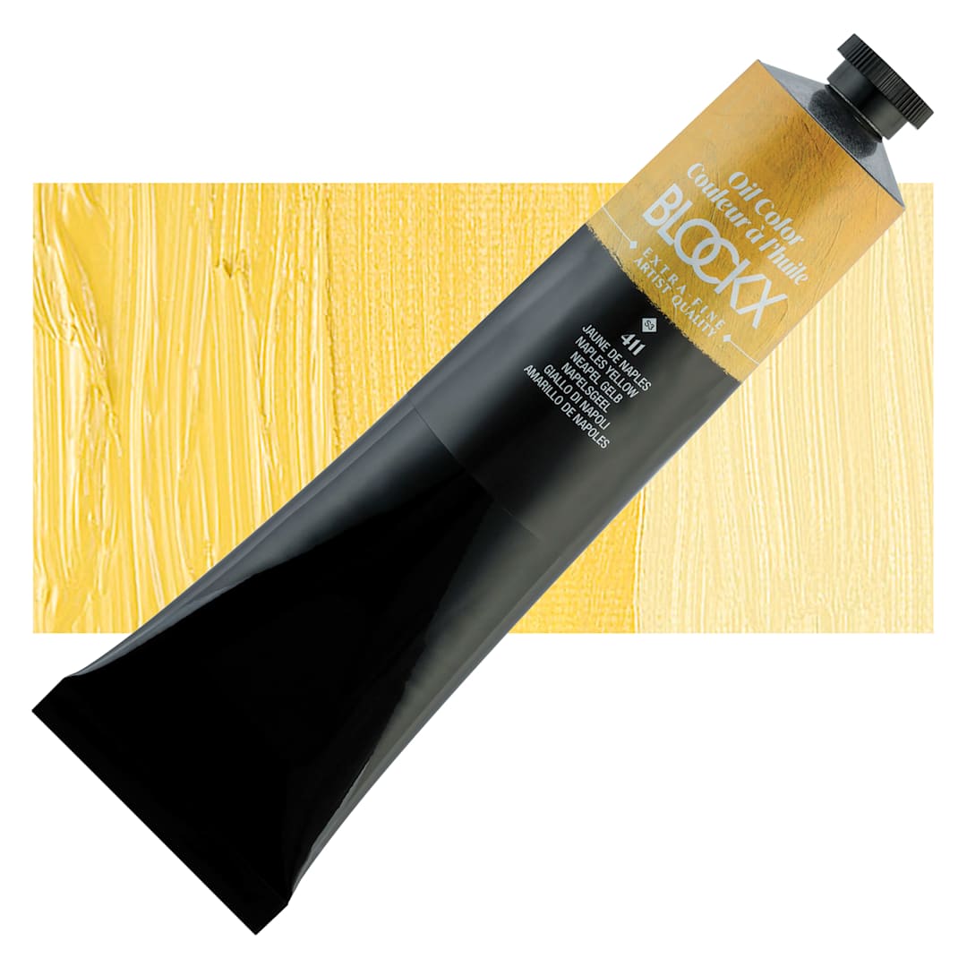Open in modal - Blockx Artist Oil Color - Naples Yellow, 200 ml tube and swatch