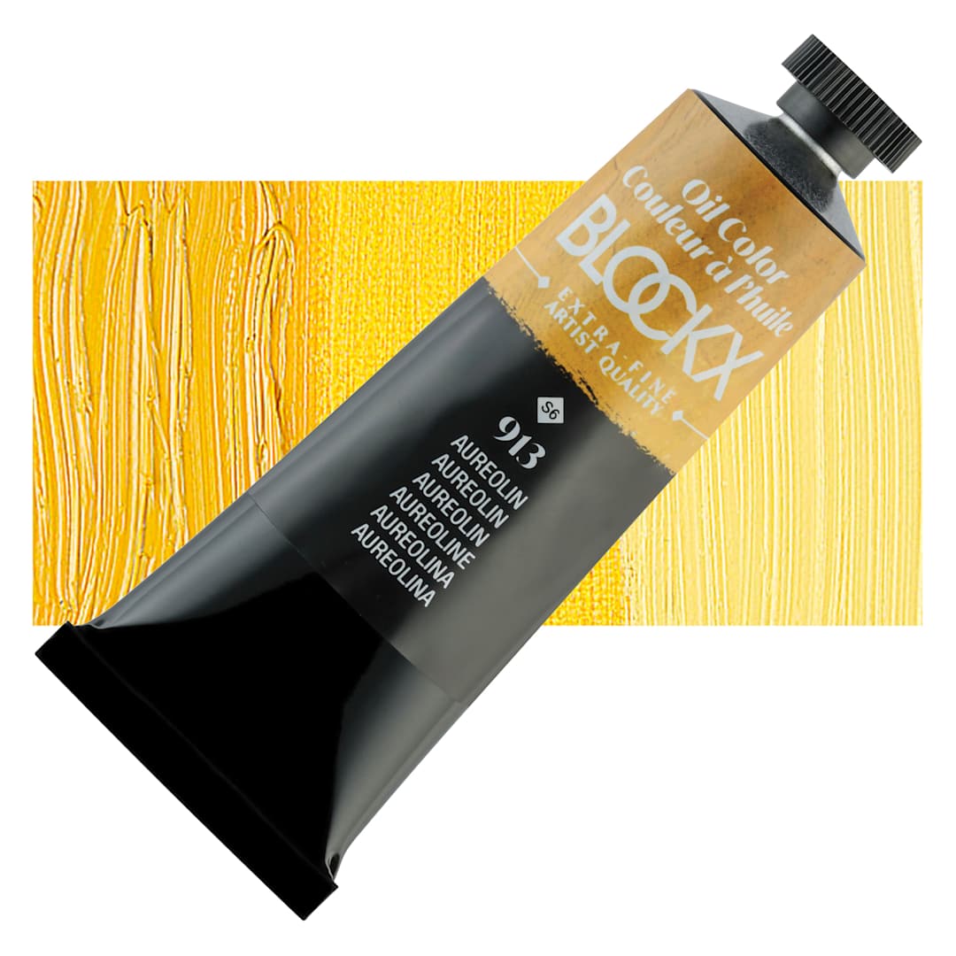 Open in modal - Blockx Artist Oil Color - Aureolin - tube and swatch