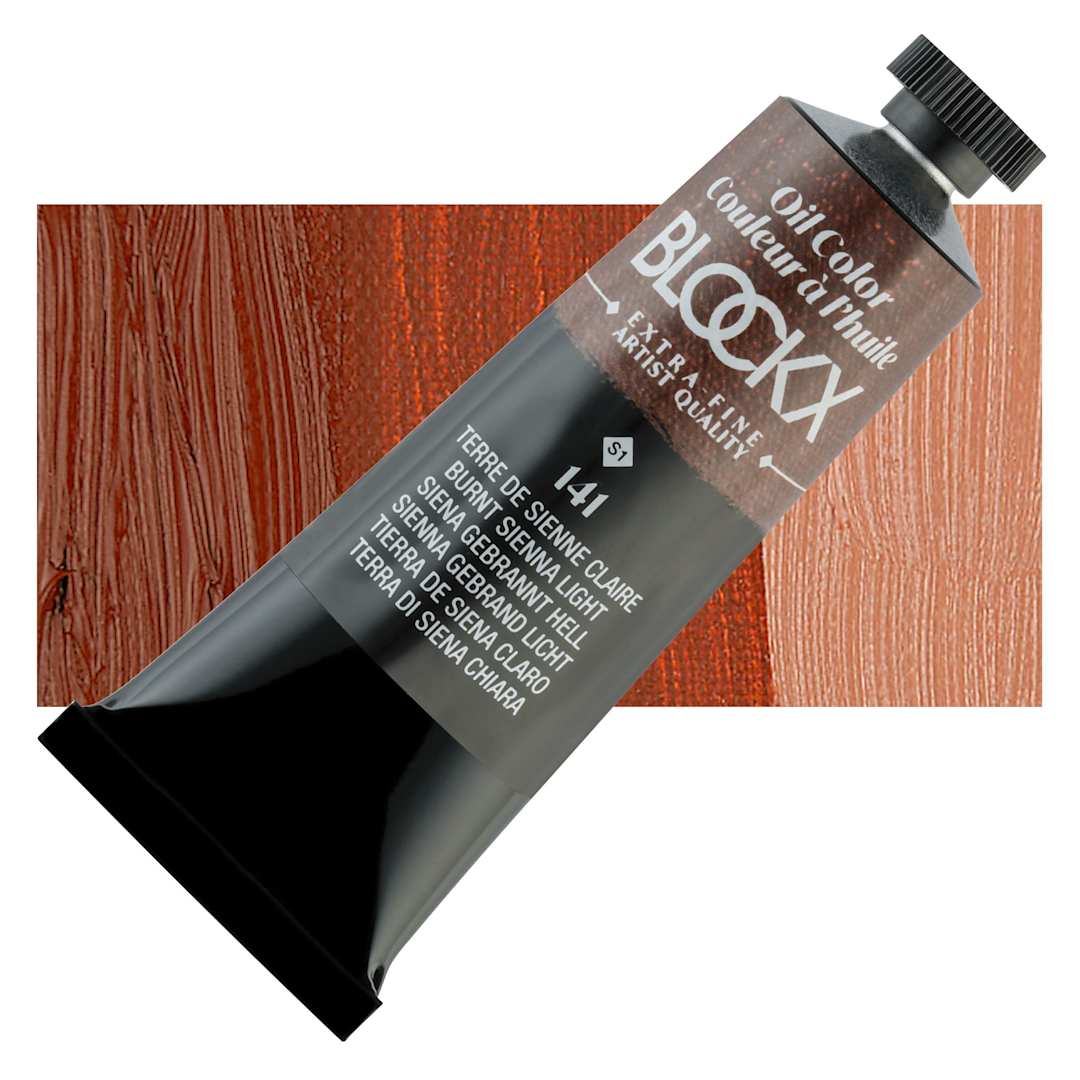 Open in modal - Blockx Artist Oil Color - Burnt Sienna Light, 35 ml Tube and swatch