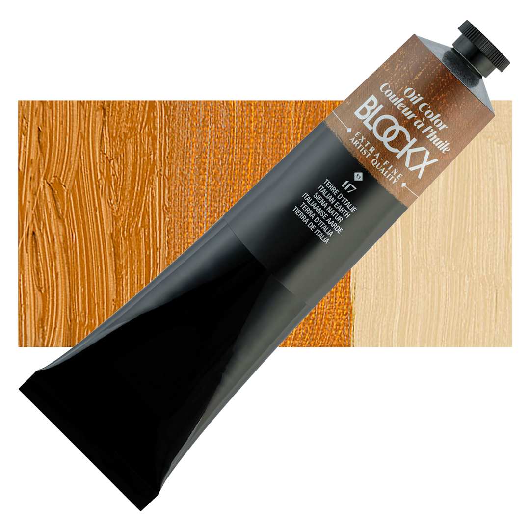 Open in modal - Blockx Artist Oil Color - Italian Earth, 200 ml tube and swatch