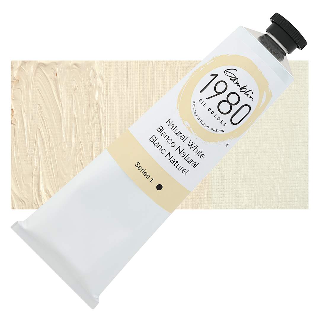 Open in modal - Gamblin 1980 Oils - Natural White, 150 ml tube and swatch