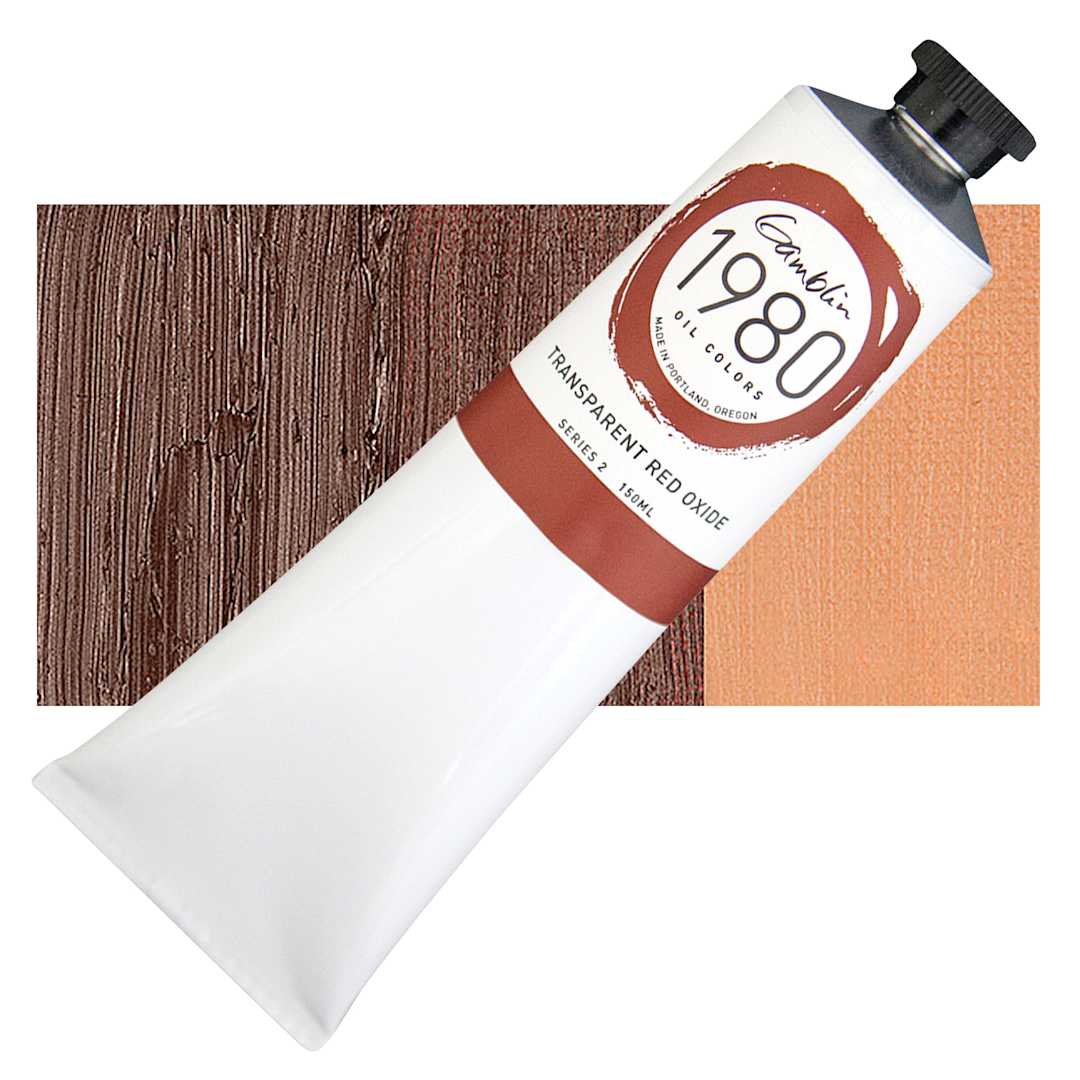 Open in modal - Gamblin 1980 Oil Paint - Transparent Red Oxide, 150 ml tube and swatch