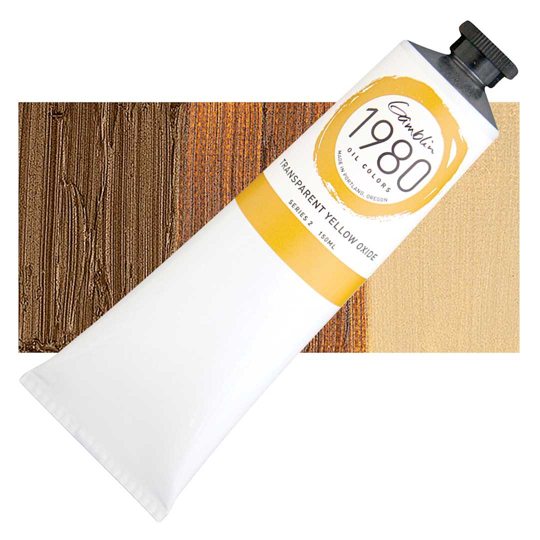 Open in modal - Gamblin 1980 Oil Paint - Transparent Yellow Oxide, 150 ml tube and swatch