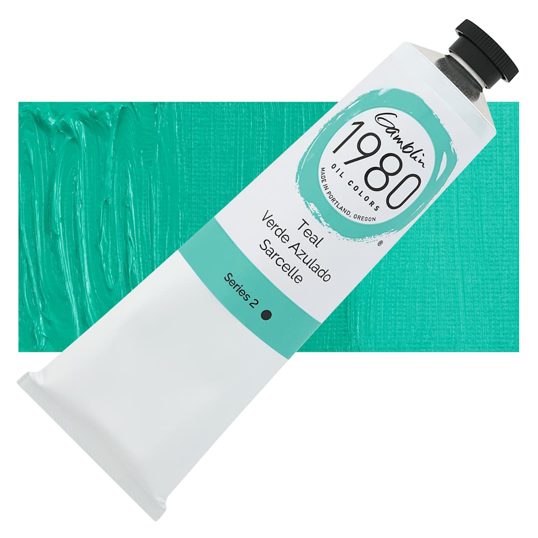 Open in modal - Gamblin 1980 Oils - Teal, 150 ml tube and swatch