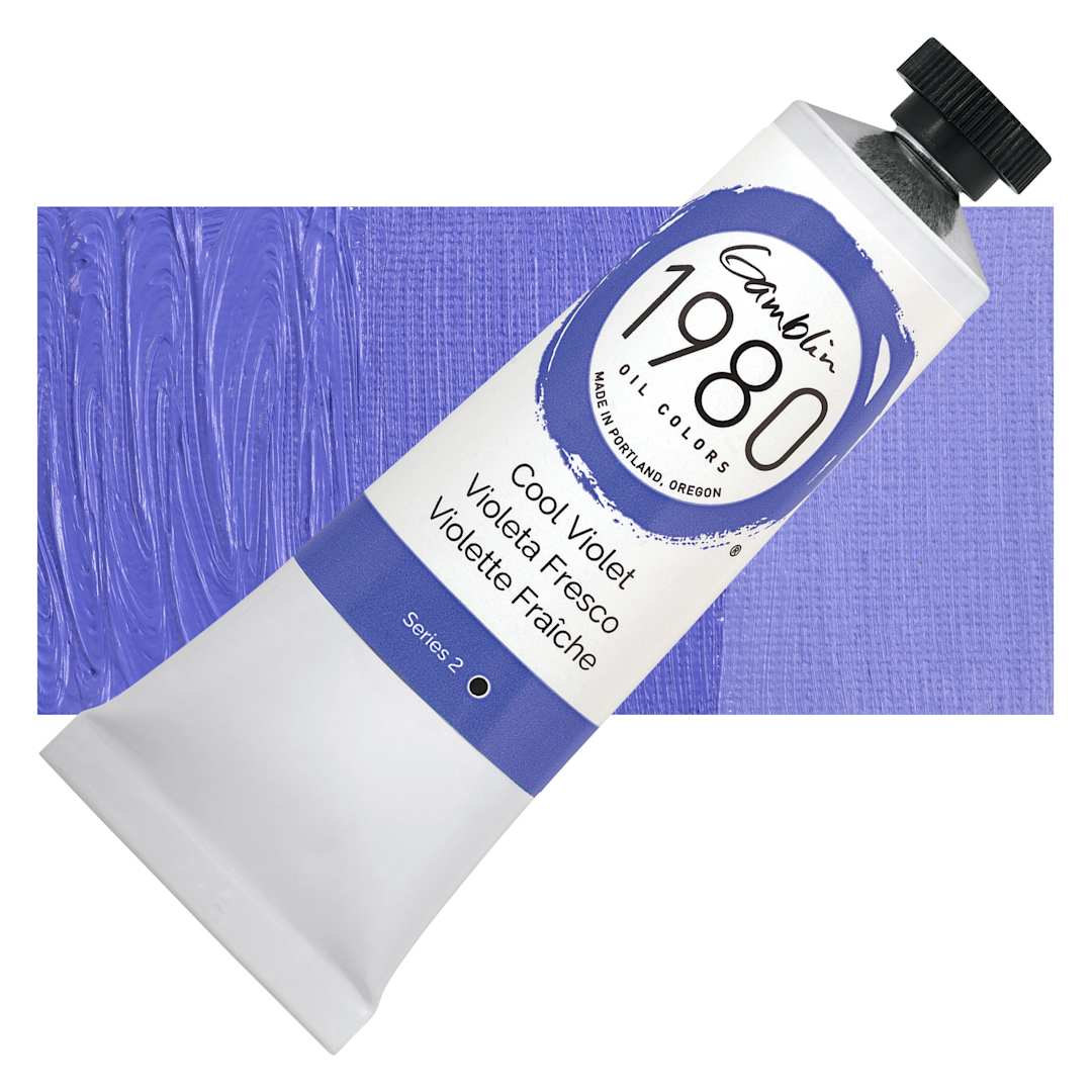 Open in modal - Gamblin 1980 Oils - Cool Violet, 37 ml tube and swatch