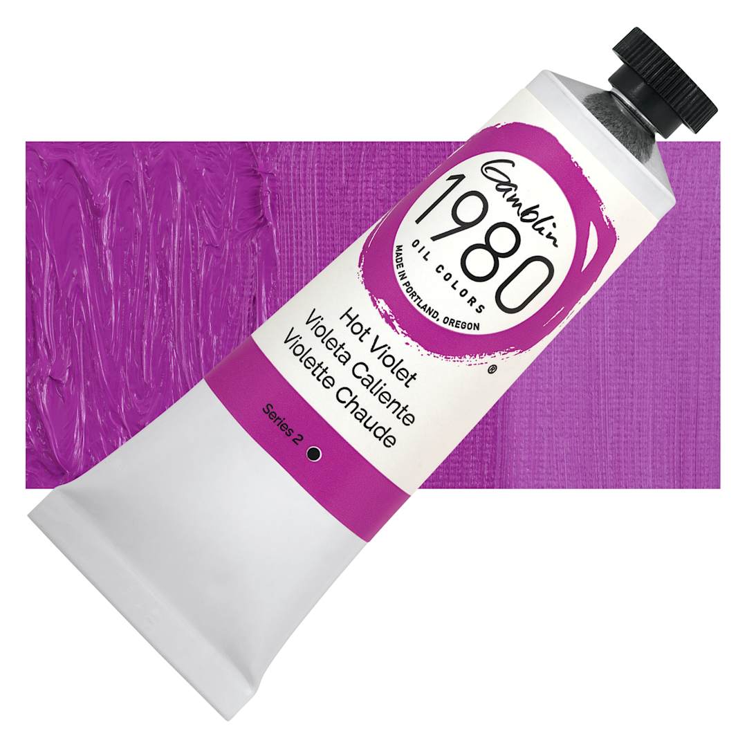 Open in modal - Gamblin 1980 Oils - Hot Violet, 37 ml tube and swatch