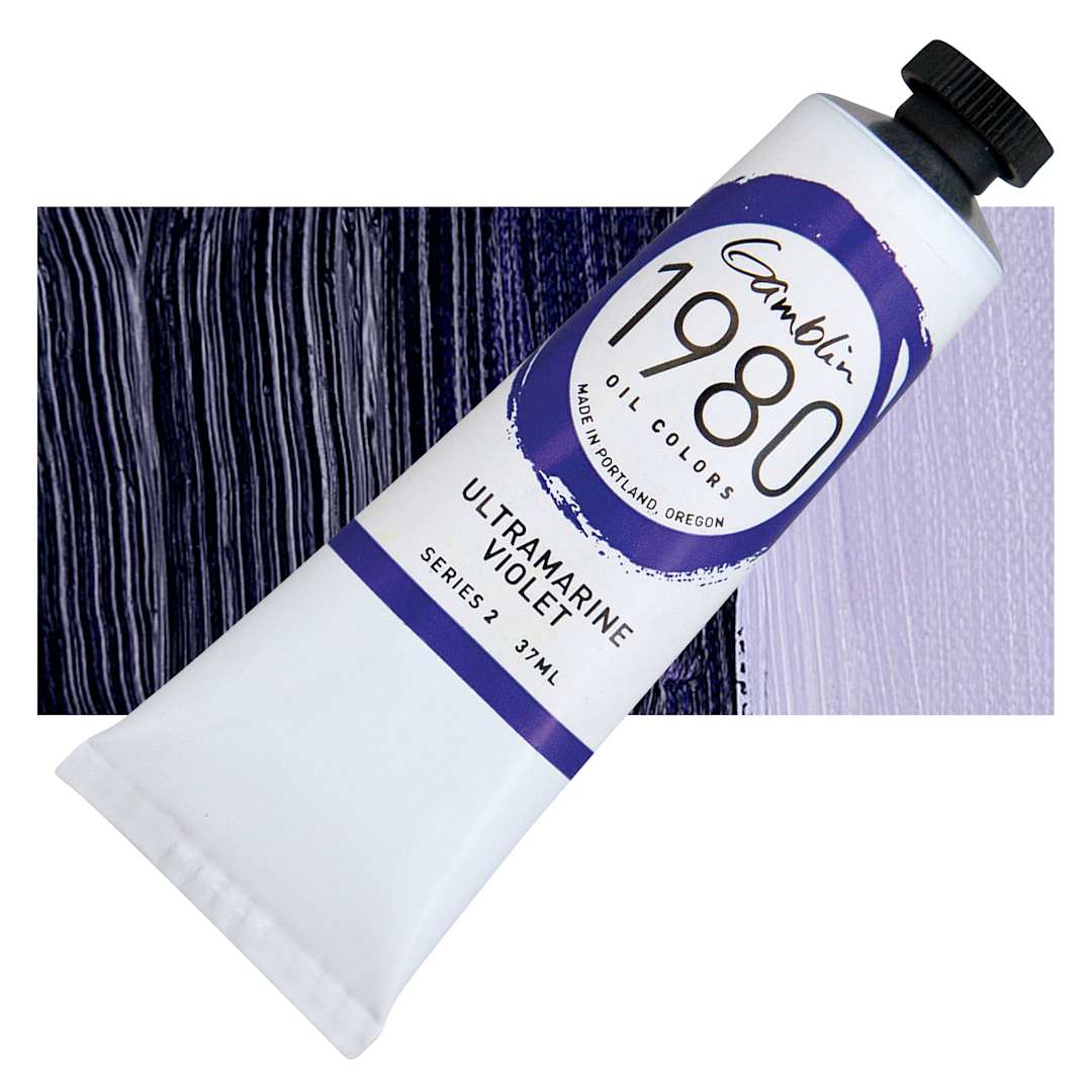 Open in modal - Gamblin 1980 Oil Paint - Ultramarine Violet, 37 ml tube and swatch