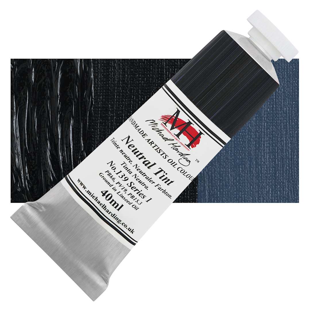 Open in modal - Michael Harding Artists Oil Color - Neutral Tint, 40 ml tube and swatch